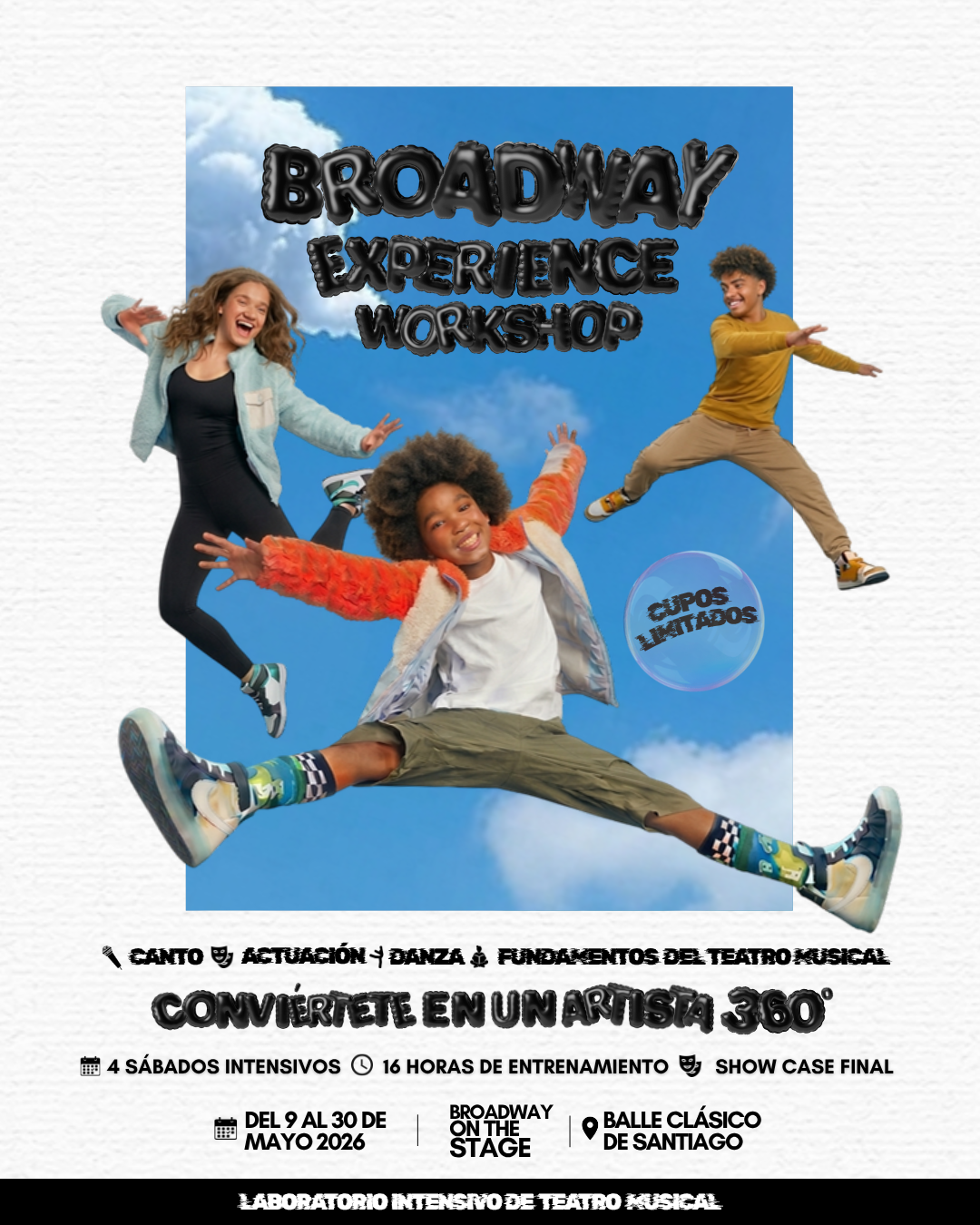 Reserva tu cupo – Broadway Experience Workshop 2026 (Inscripción 50%)
